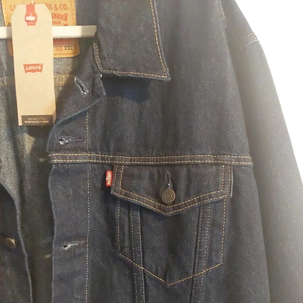 New Levi's Trucker Jean Jacket in Indigo Blue Mens XXL Classic Streetwear - Picture 7 of 9